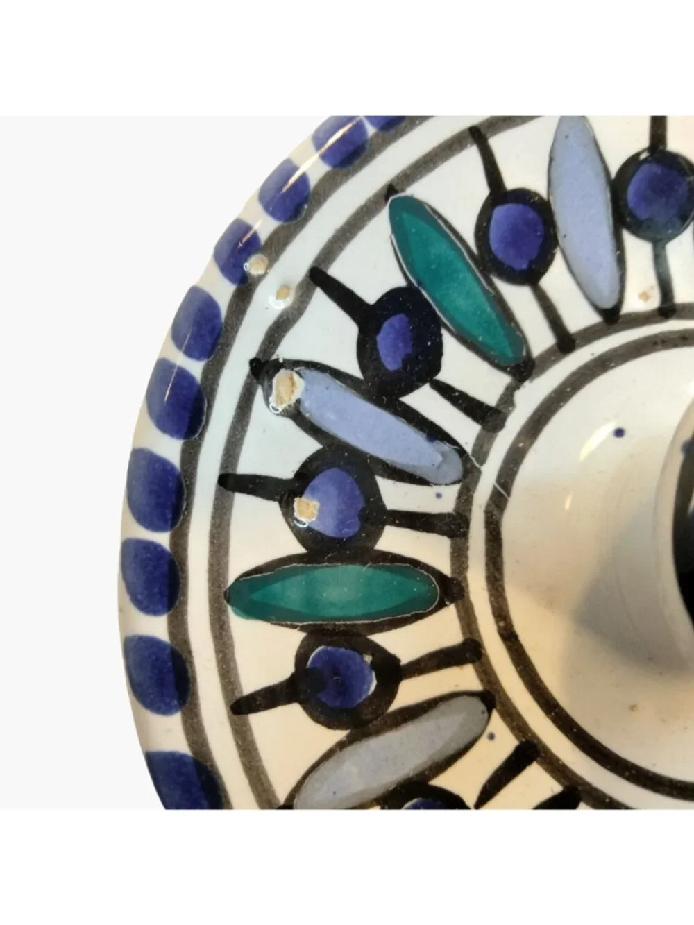 Ceramic hand painted Candle Holder Taper Candlestick Vintage Italy 1970 Shabby